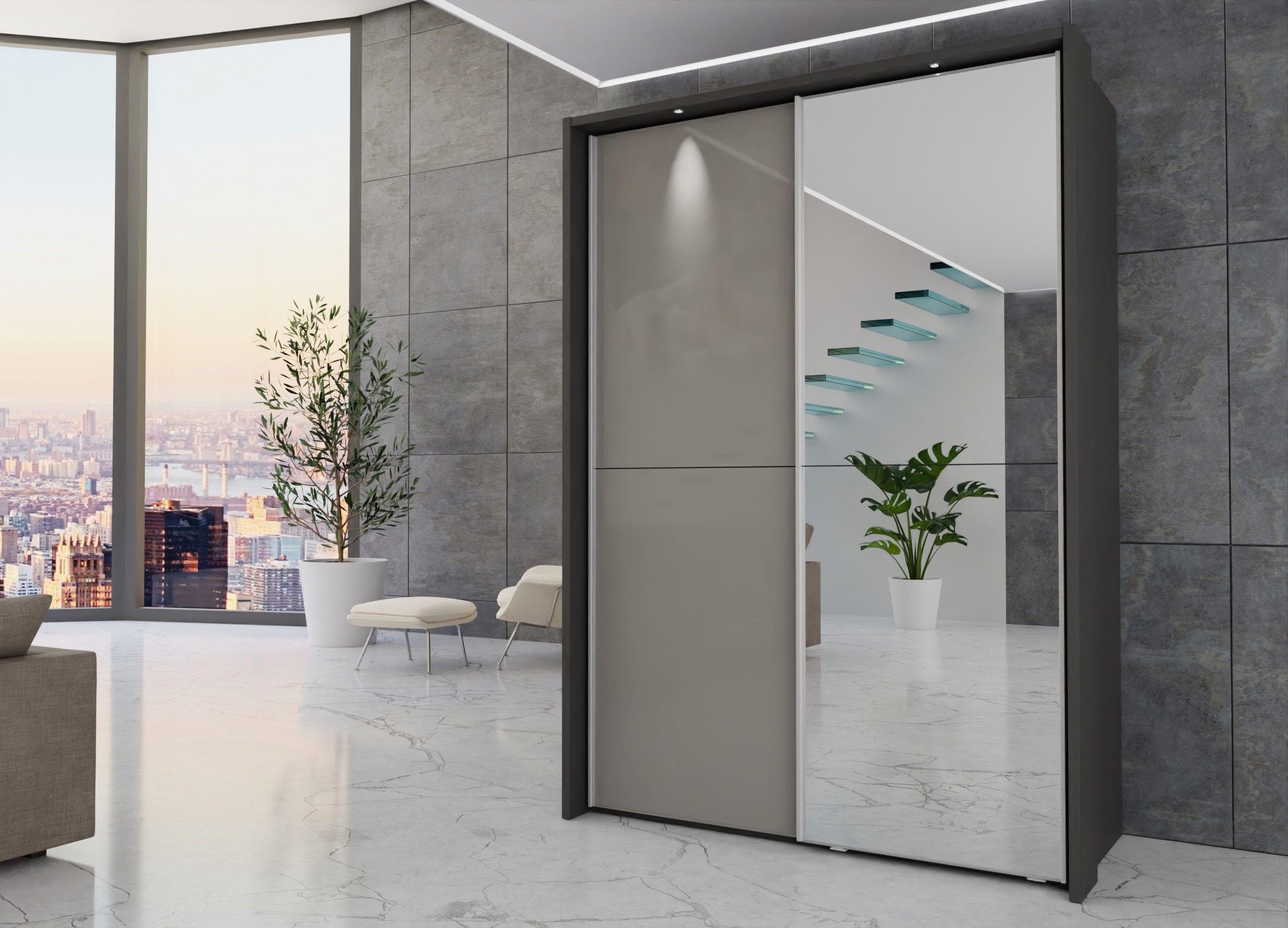 Berlin sliding 2 door wardrobe 150cm - Image 55