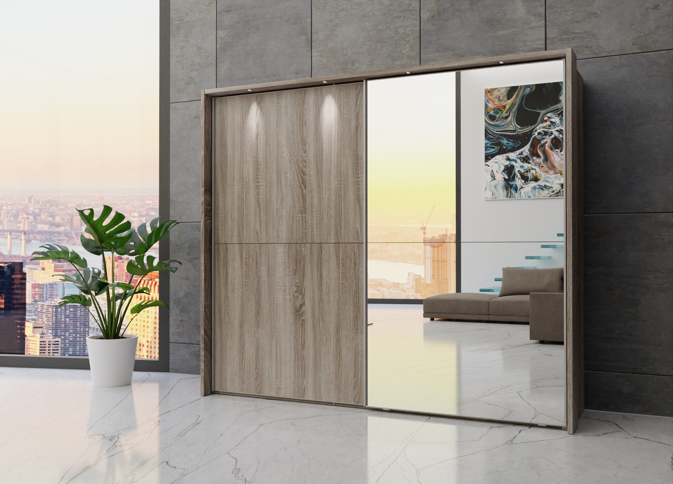 Berlin sliding 2 door wardrobe 250cm - Image 21