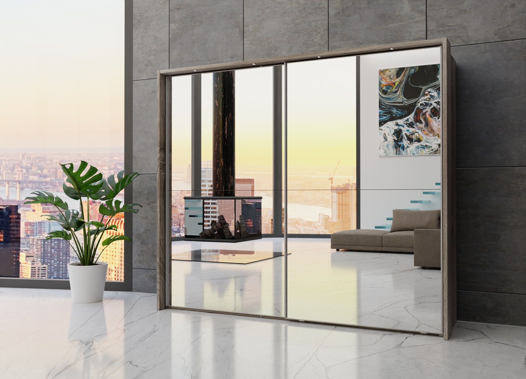 Berlin sliding 2 door wardrobe 250cm - Image 12