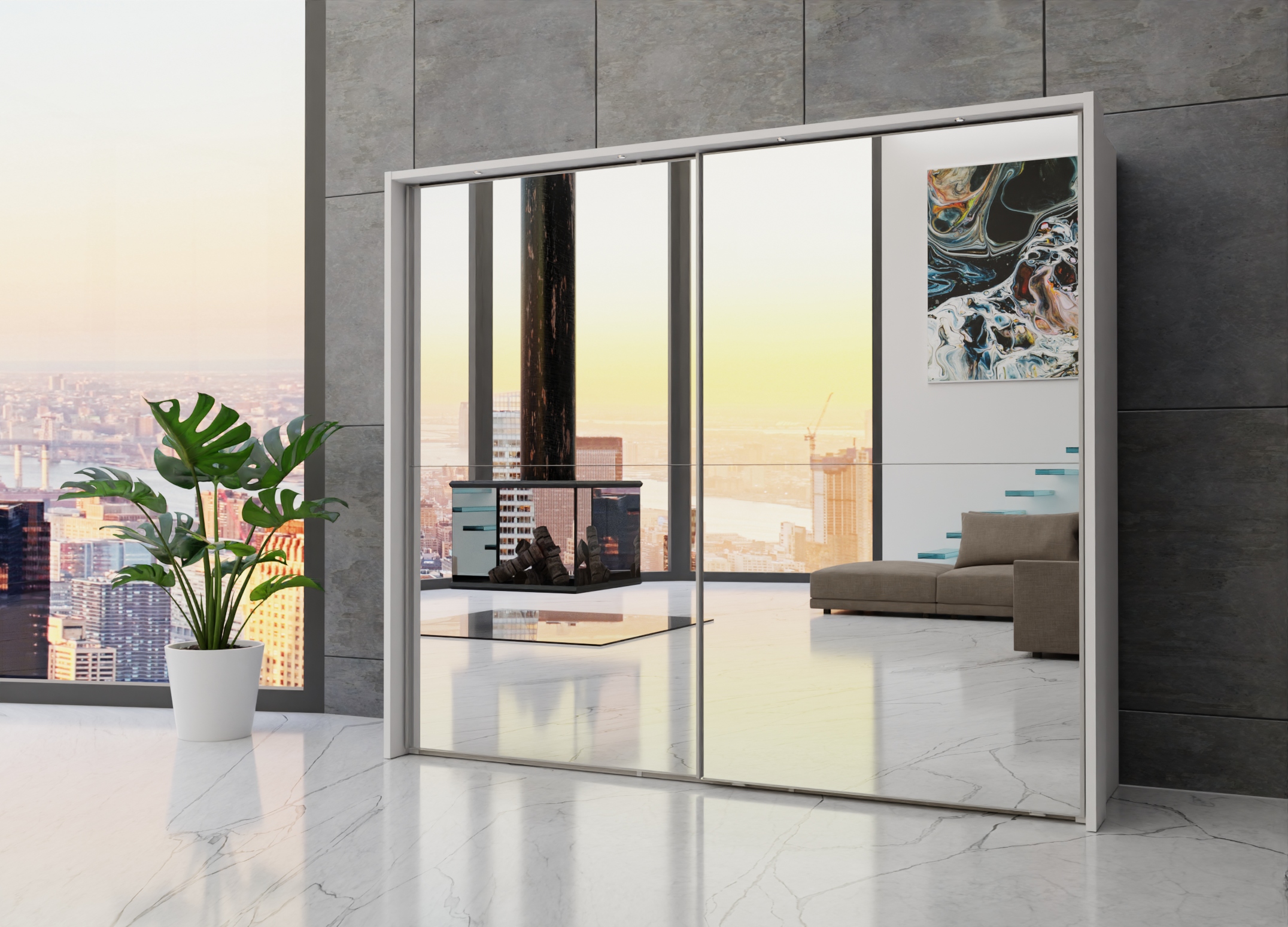 Berlin sliding 2 door wardrobe 250cm - Image 54