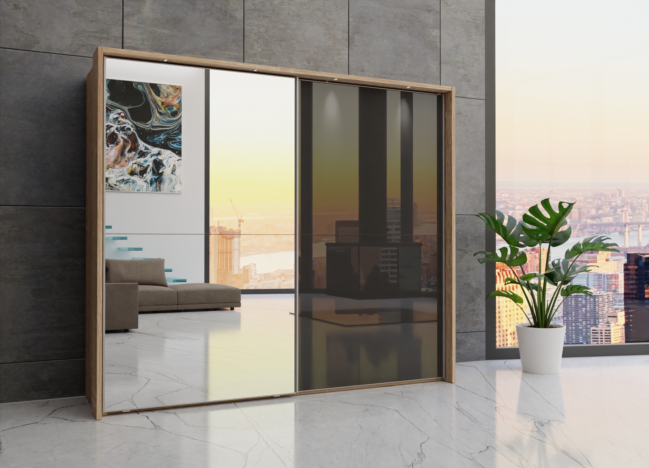 Berlin sliding 2 door wardrobe 250cm - Image 45