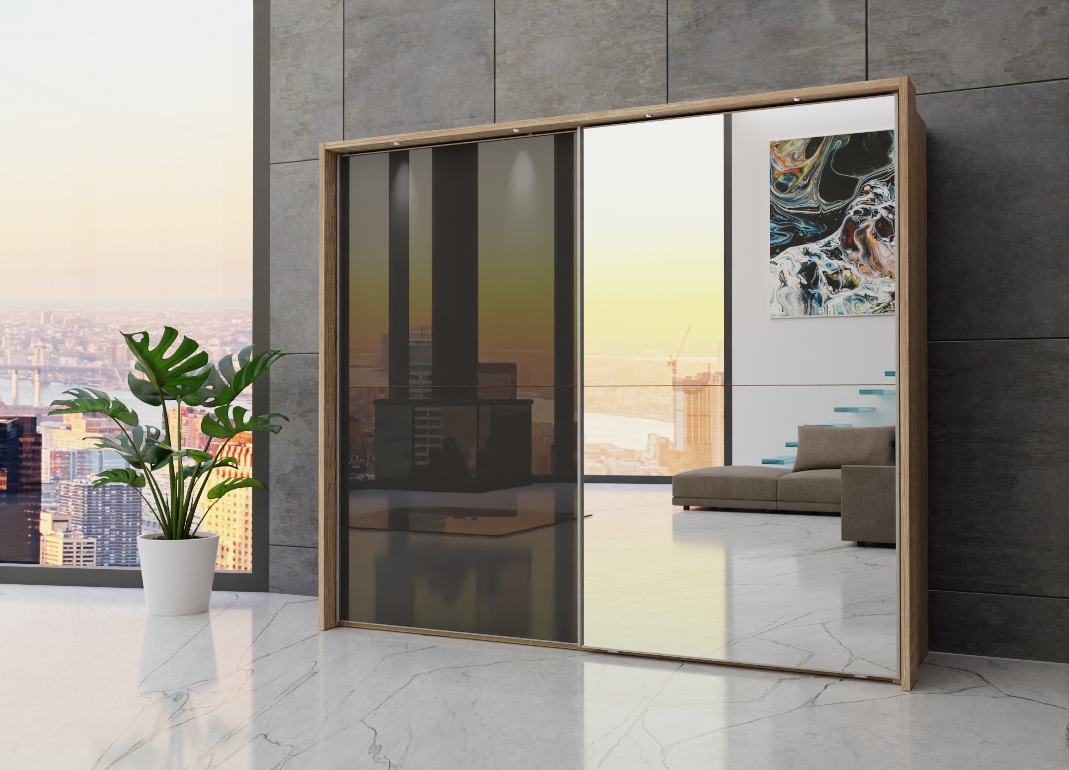 Berlin sliding 2 door wardrobe 250cm - Image 46