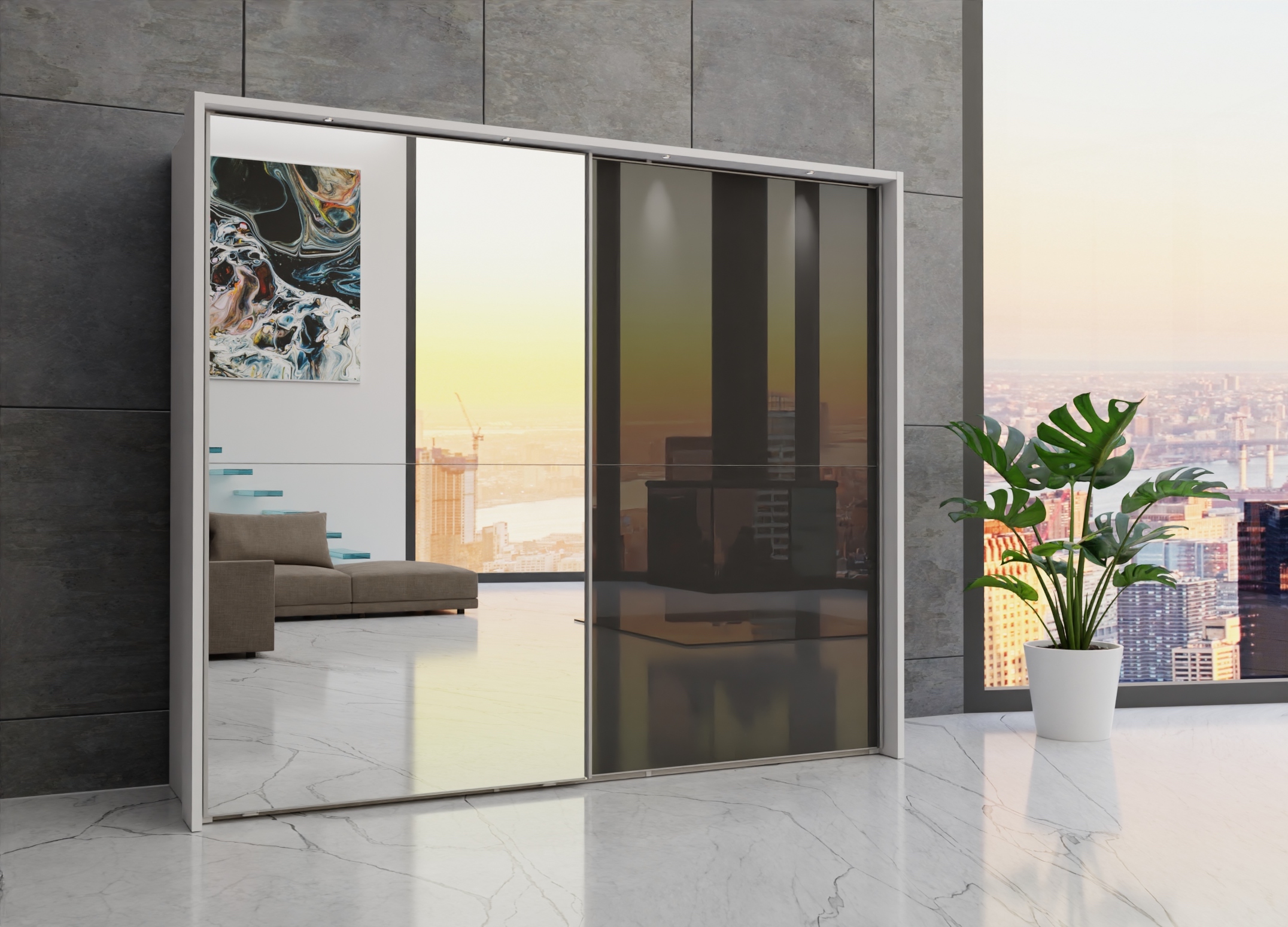 Berlin sliding 2 door wardrobe 250cm - Image 56