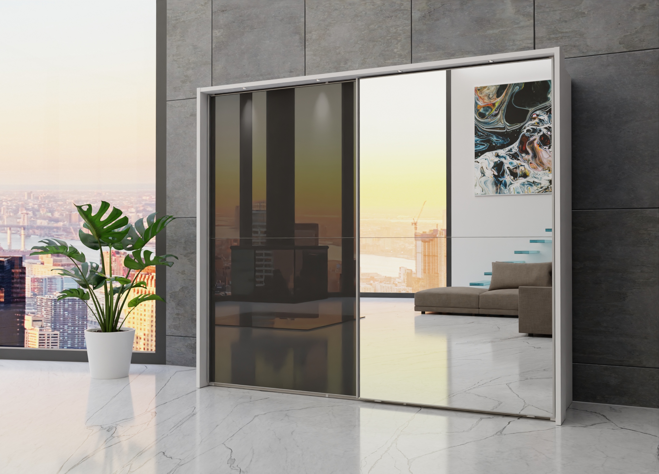 Berlin sliding 2 door wardrobe 250cm - Image 57