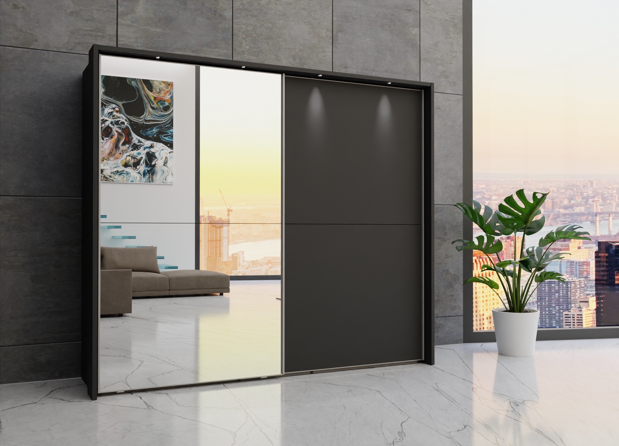 Berlin sliding 2 door wardrobe 250cm - Image 26