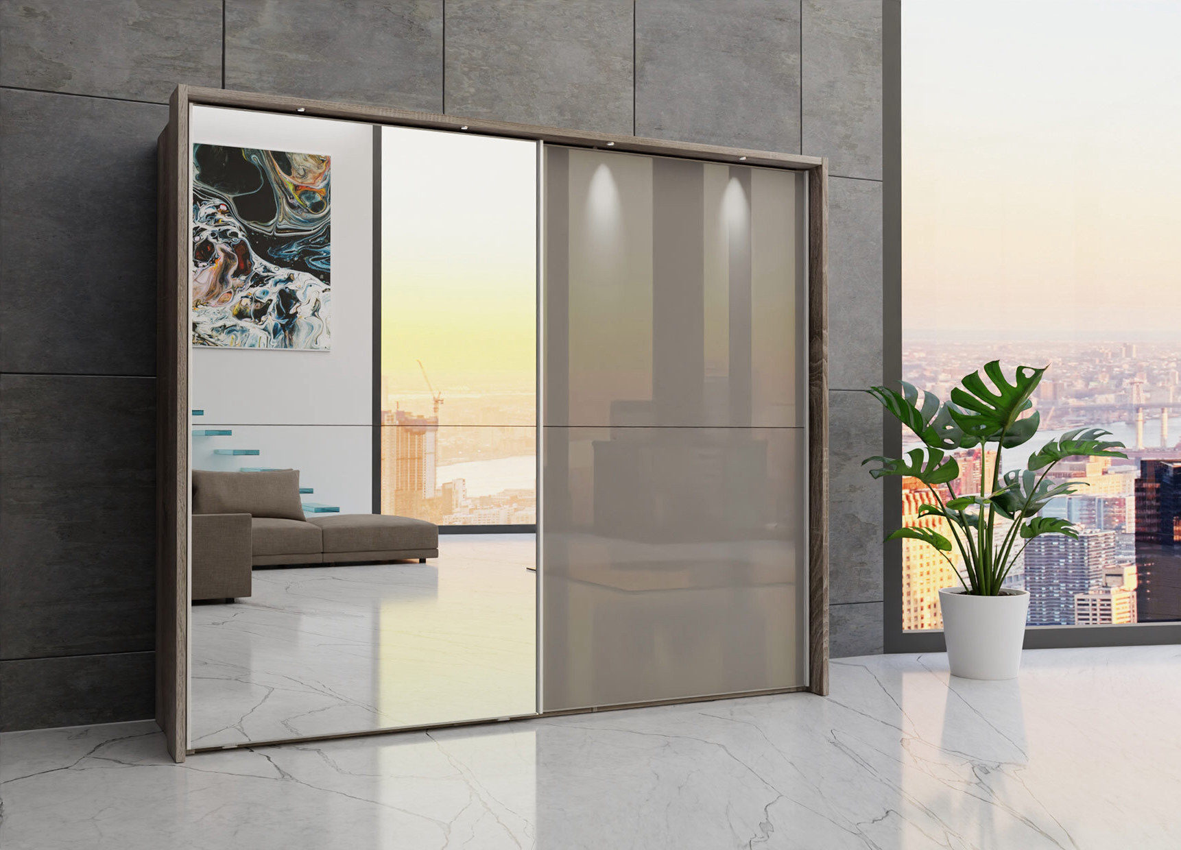 Berlin sliding 2 door wardrobe 250cm - Image 17