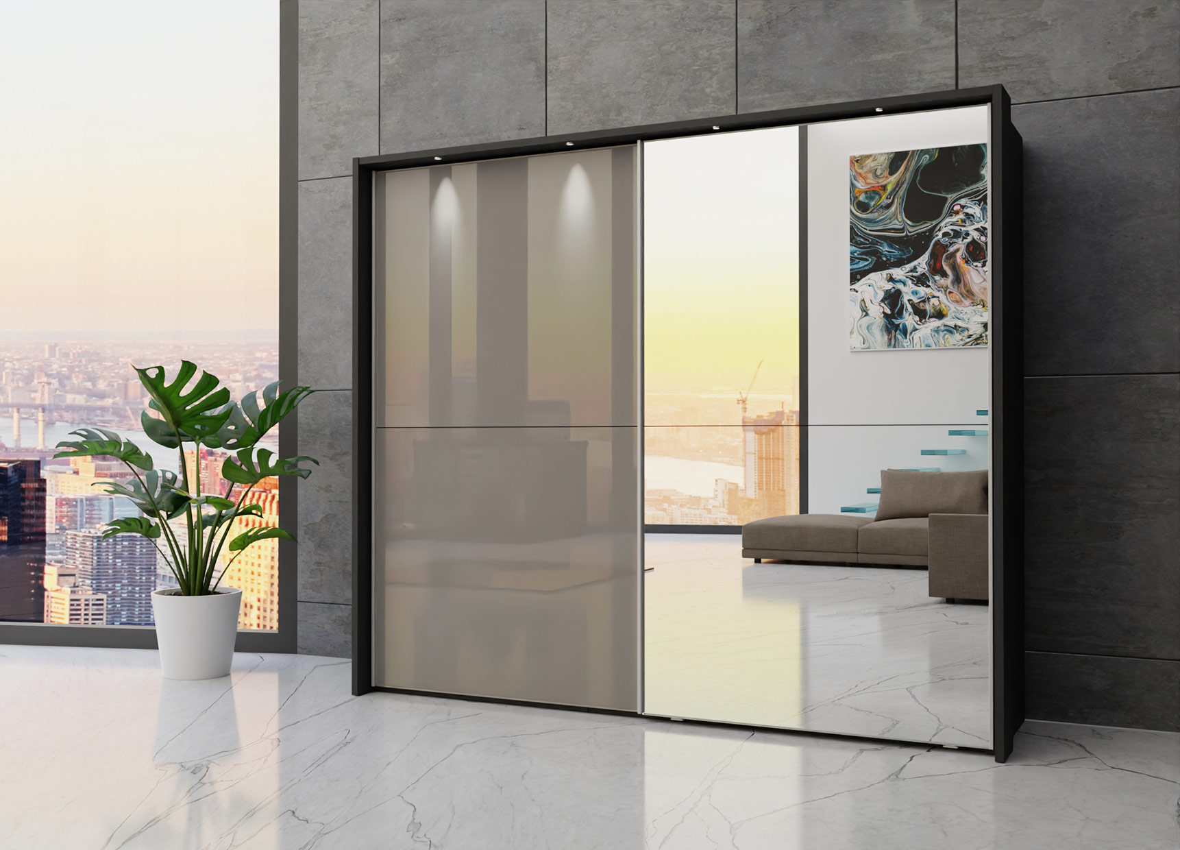 Berlin sliding 2 door wardrobe 250cm - Image 28