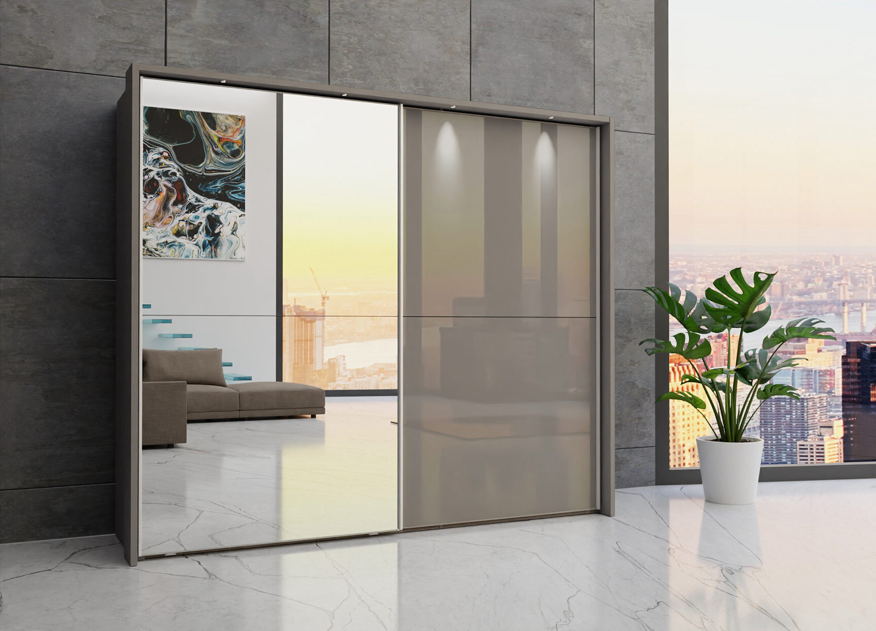 Berlin sliding 2 door wardrobe 250cm - Image 36