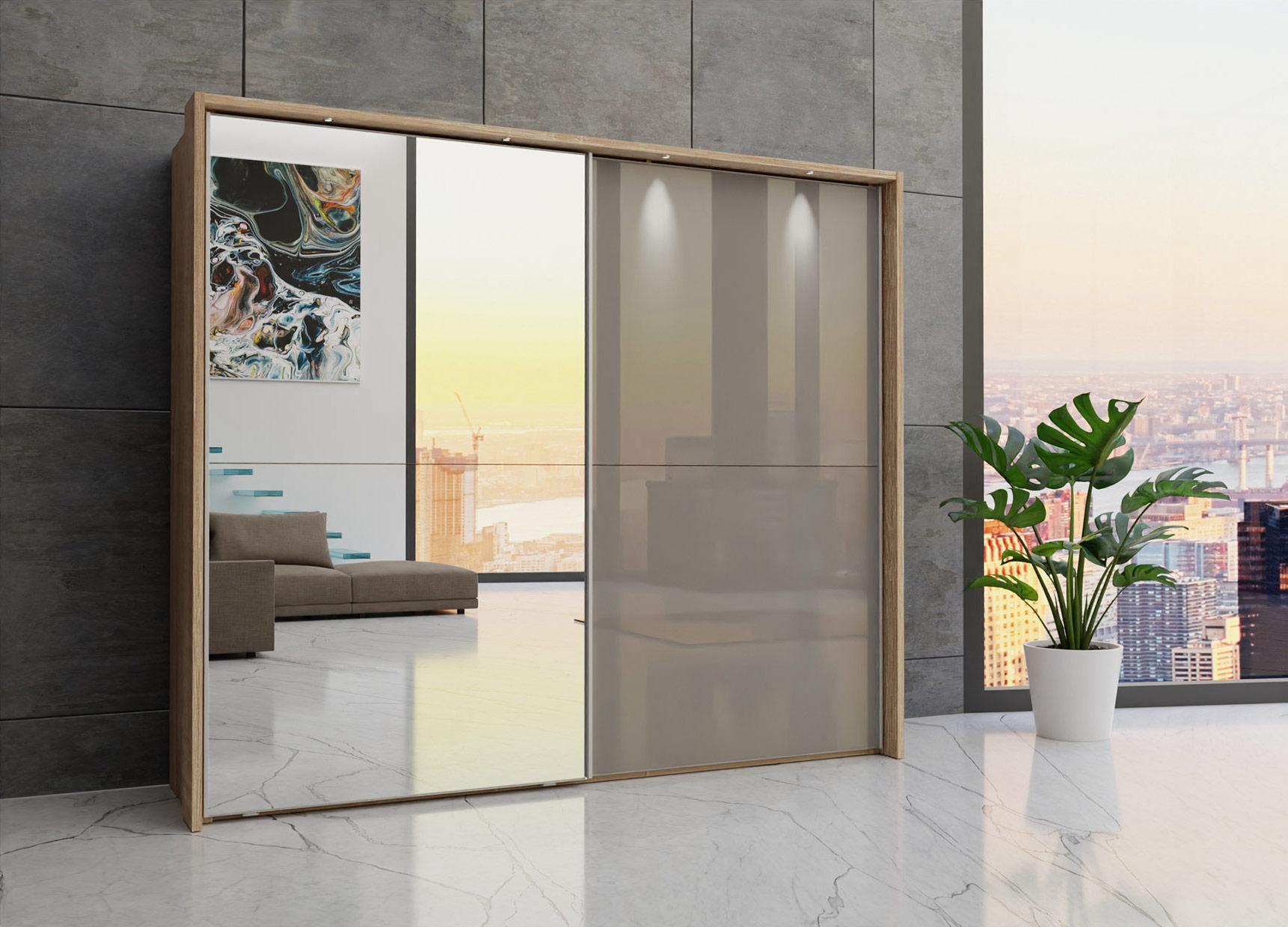 Berlin sliding 2 door wardrobe 250cm - Image 48