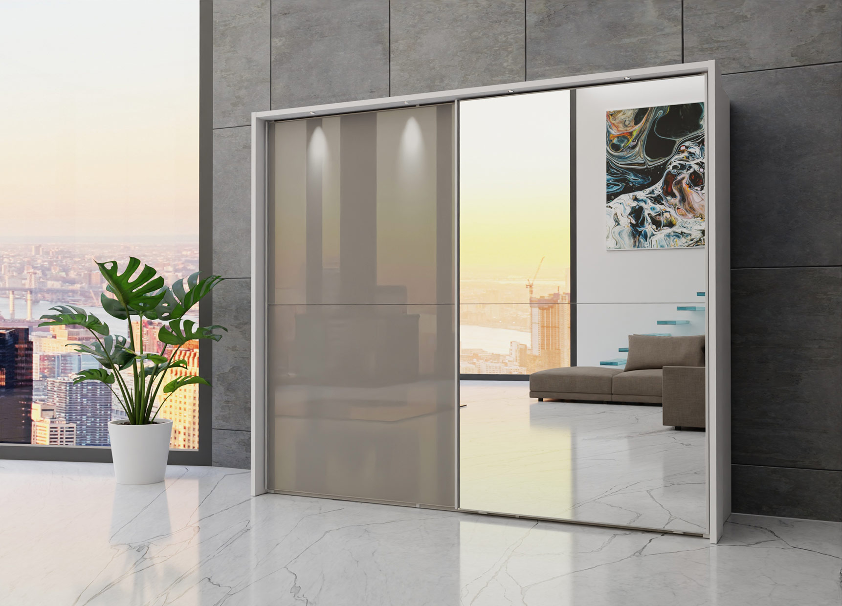 Berlin sliding 2 door wardrobe 250cm - Image 59