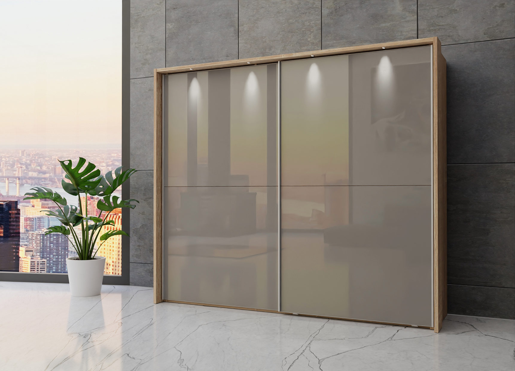 Berlin sliding 2 door wardrobe 250cm - Image 47