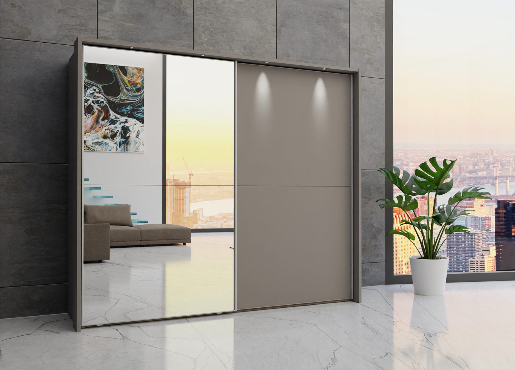 Berlin sliding 2 door wardrobe 250cm - Image 39