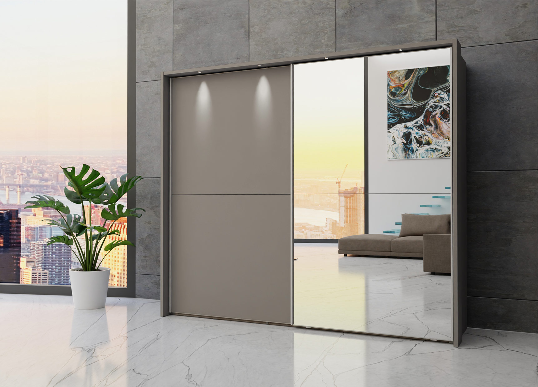 Berlin sliding 2 door wardrobe 250cm - Image 40