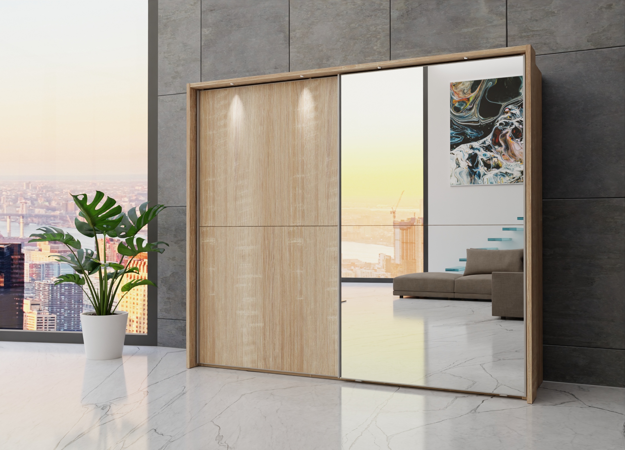 Berlin sliding 2 door wardrobe 250cm - Image 50