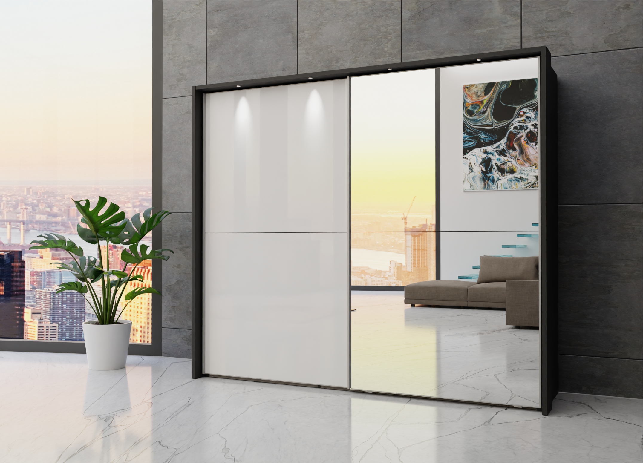 Berlin sliding 2 door wardrobe 250cm - Image 31