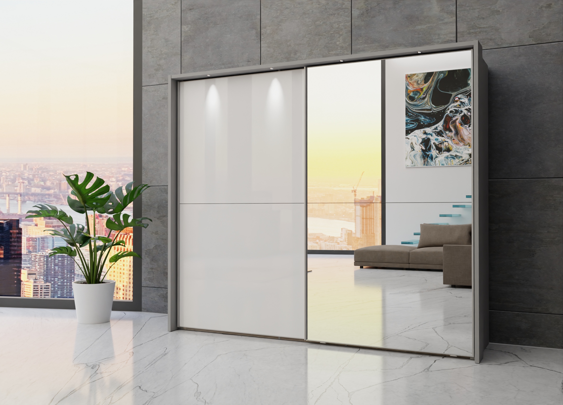 Berlin sliding 2 door wardrobe 250cm - Image 43