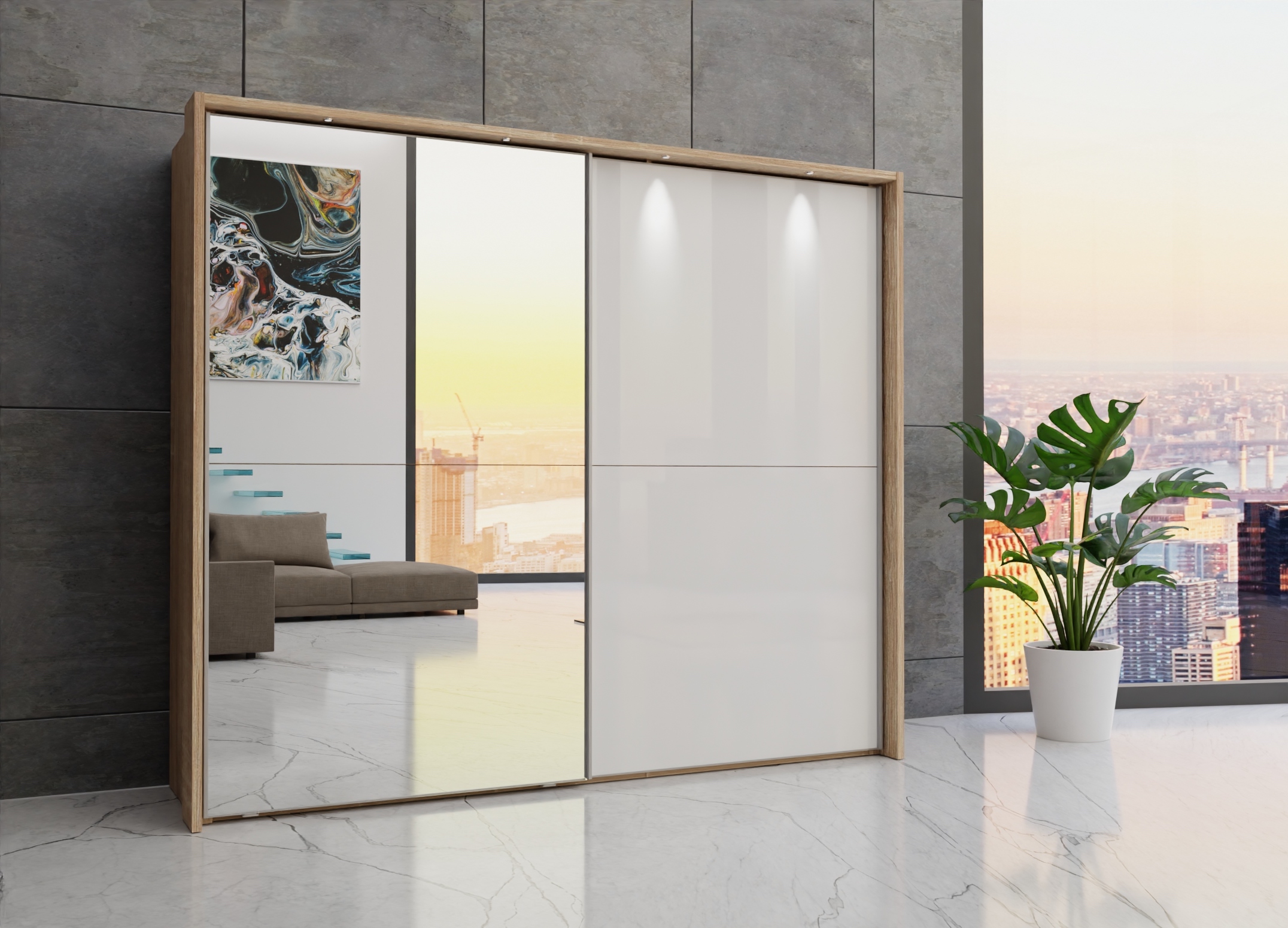 Berlin sliding 2 door wardrobe 250cm - Image 52