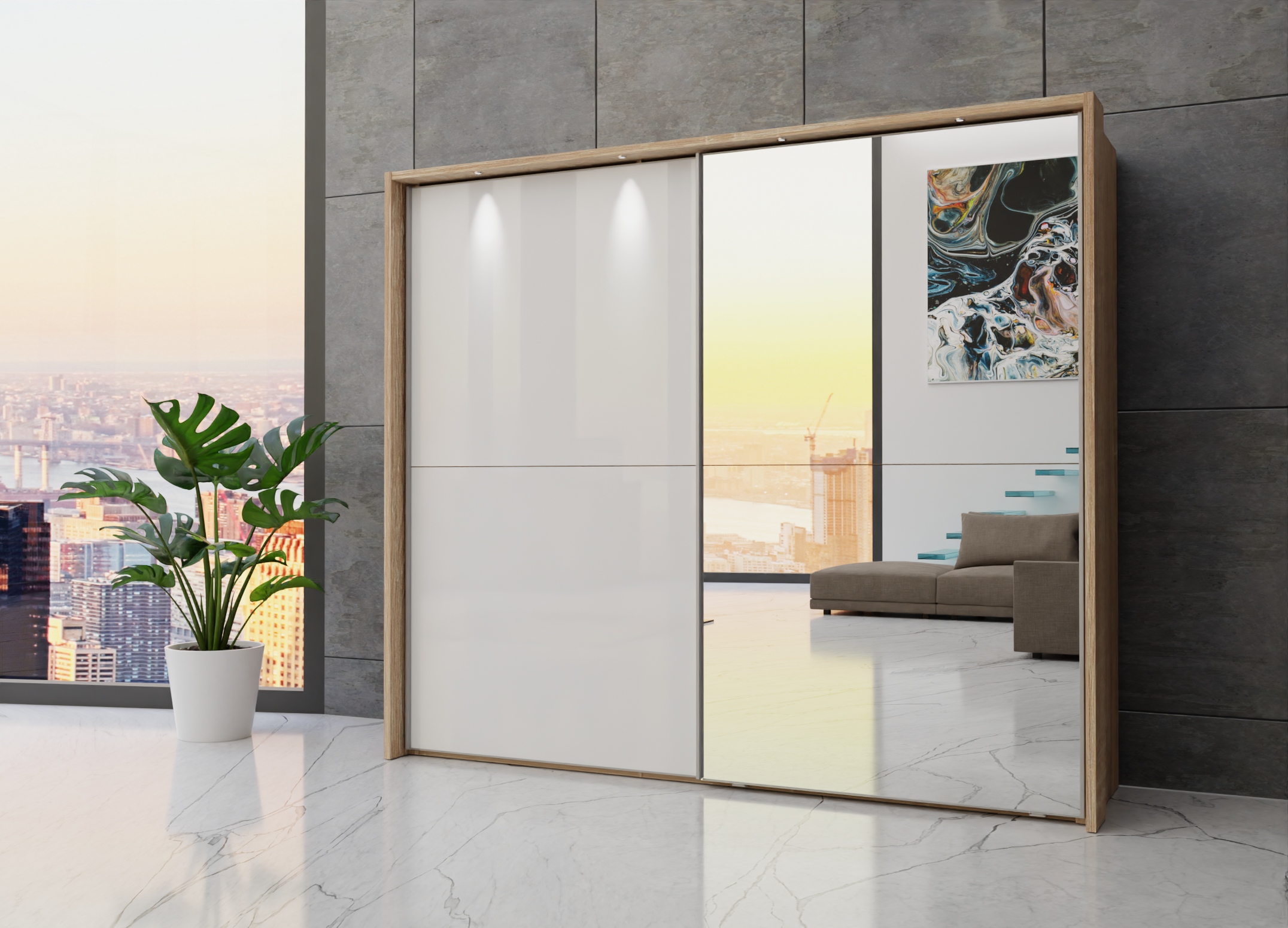 Berlin sliding 2 door wardrobe 250cm - Image 53