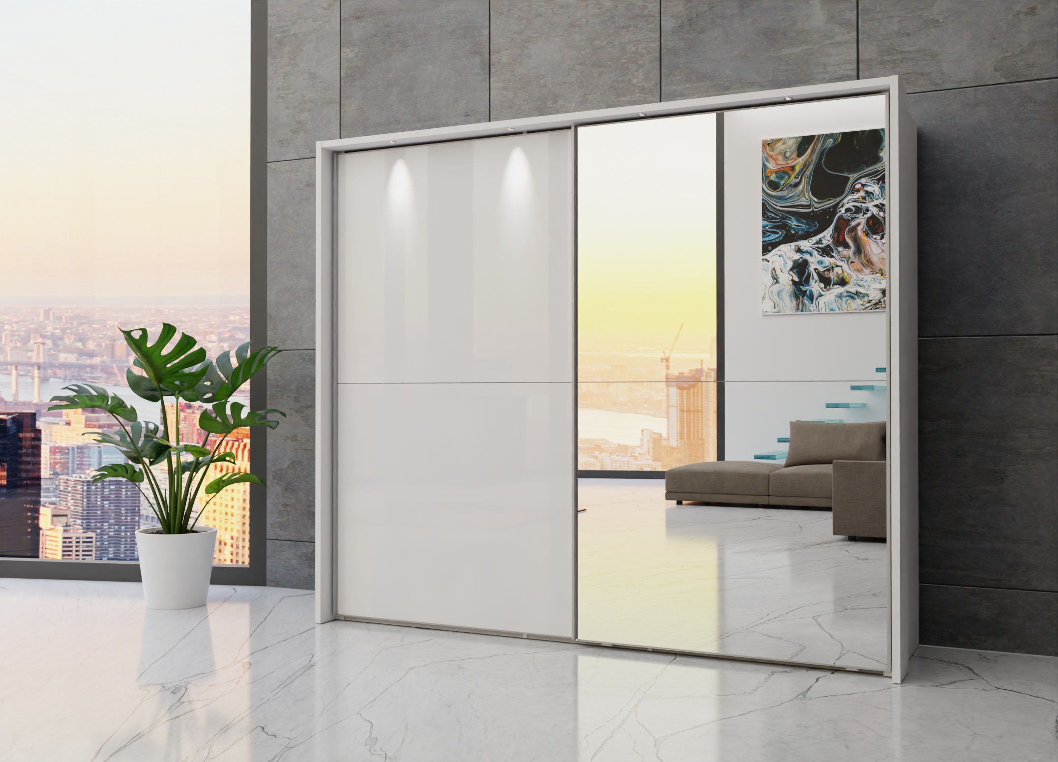 Berlin sliding 2 door wardrobe 250cm - Image 11