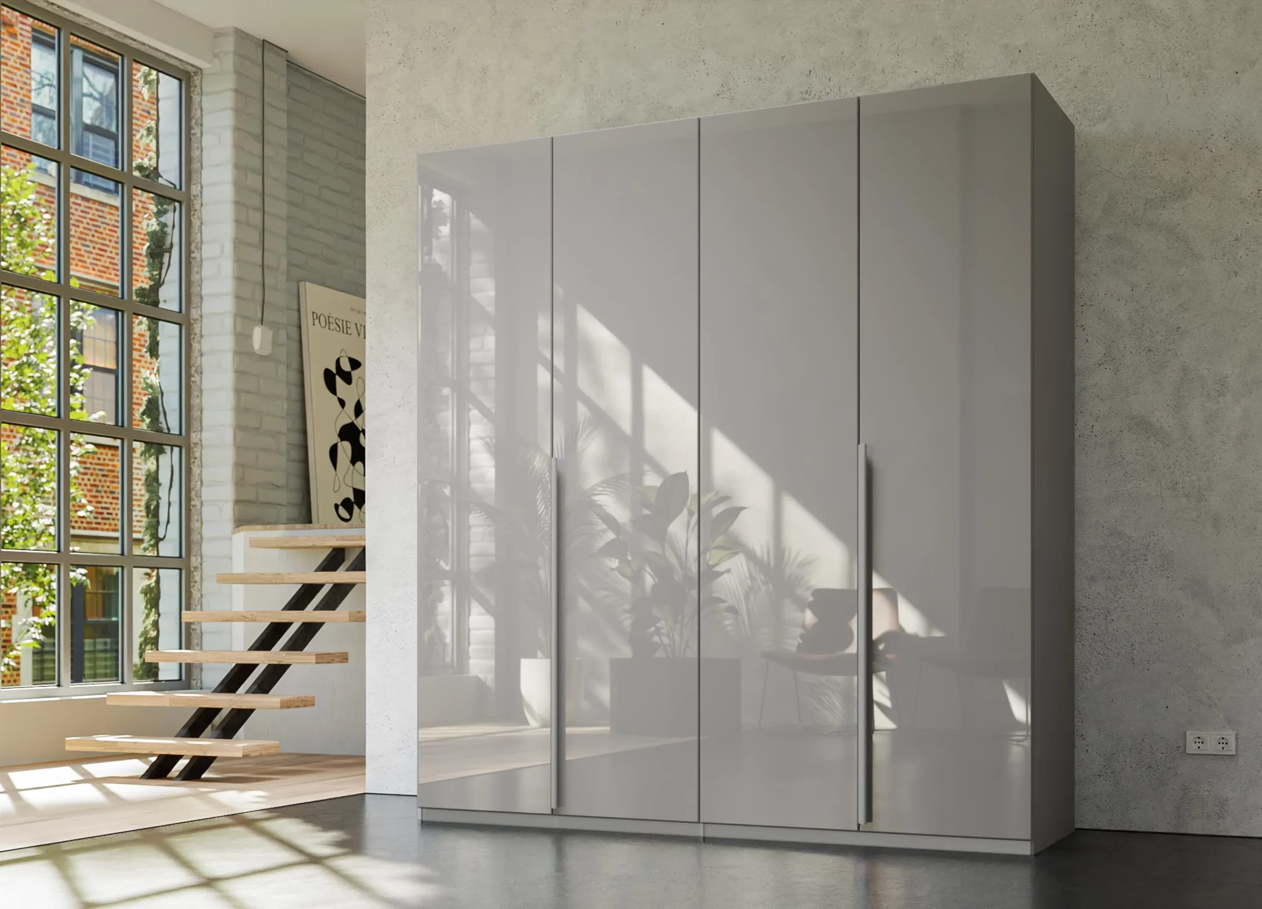 Rauch-Purisma-4-hinged-door-wardrobe-201cm-width-grey-glass-no-carcass