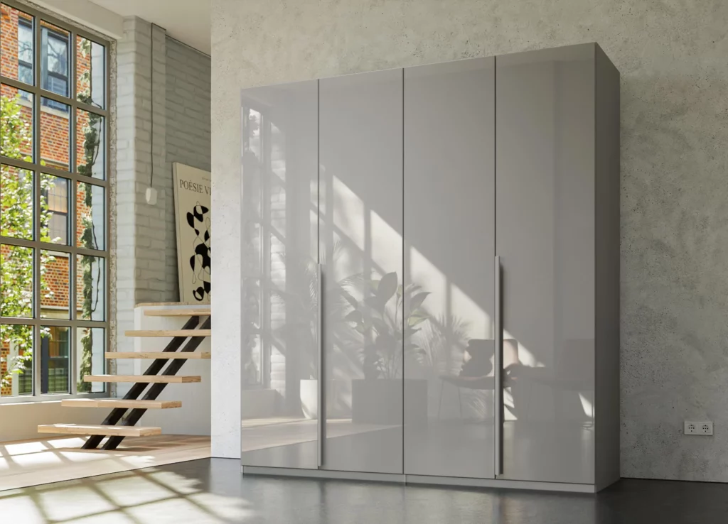 Rauch-Purisma-4-hinged-door-wardrobe-201cm-width-grey-glass-no-carcass