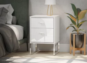 Vigo 40x42 White Glass 2 Drawers (carcass white with angled feet)