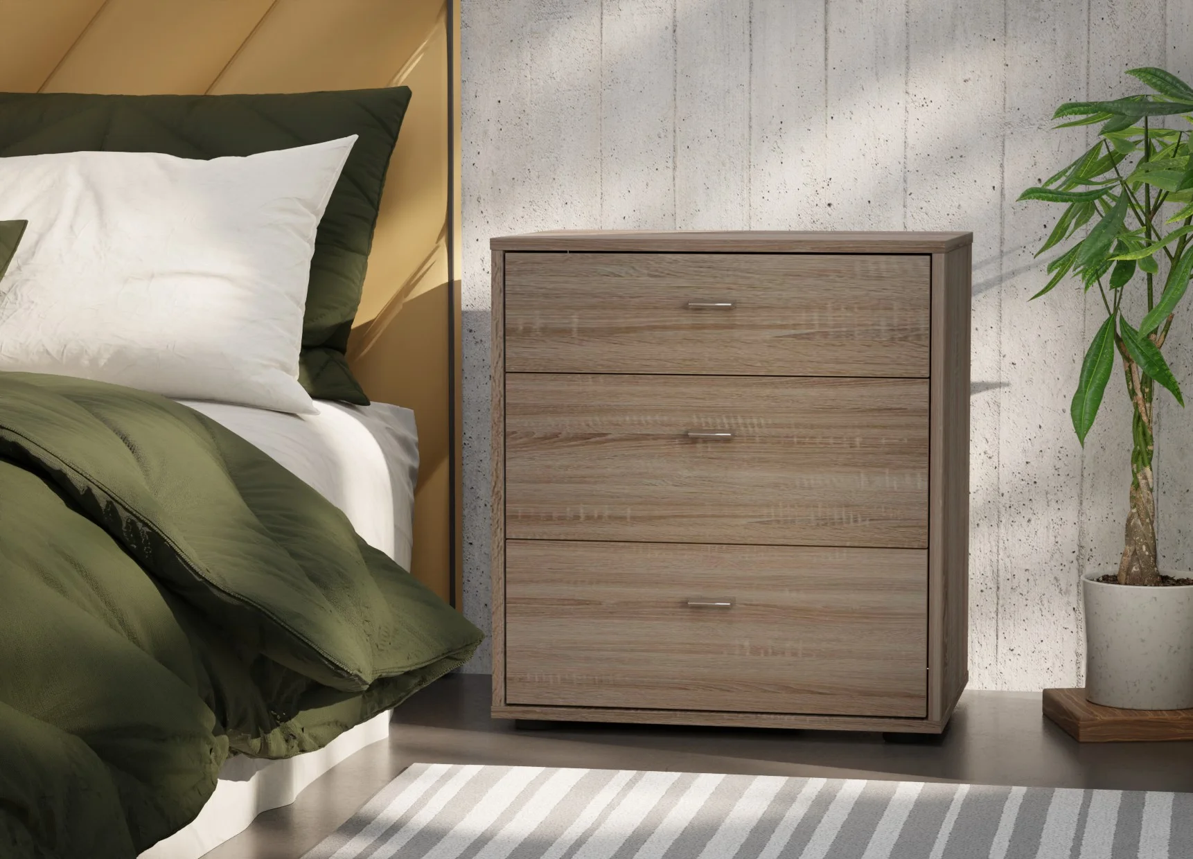 Tokio 60x64 Dark Rustic Oak 3 Drawers (carcass dark rustic oak)