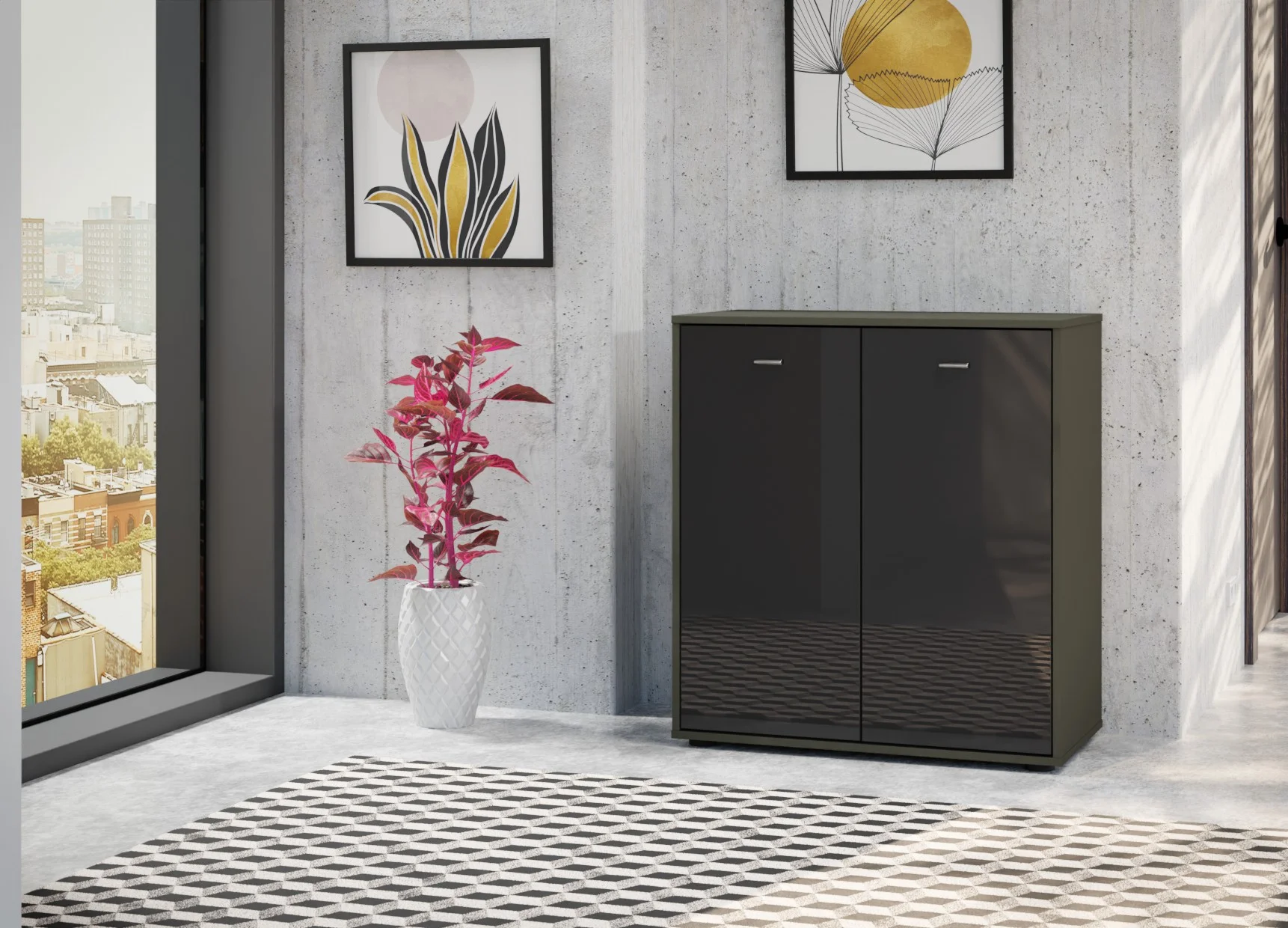 Tokio 80x86 Graphite Glass 2 doors (carcass havana)