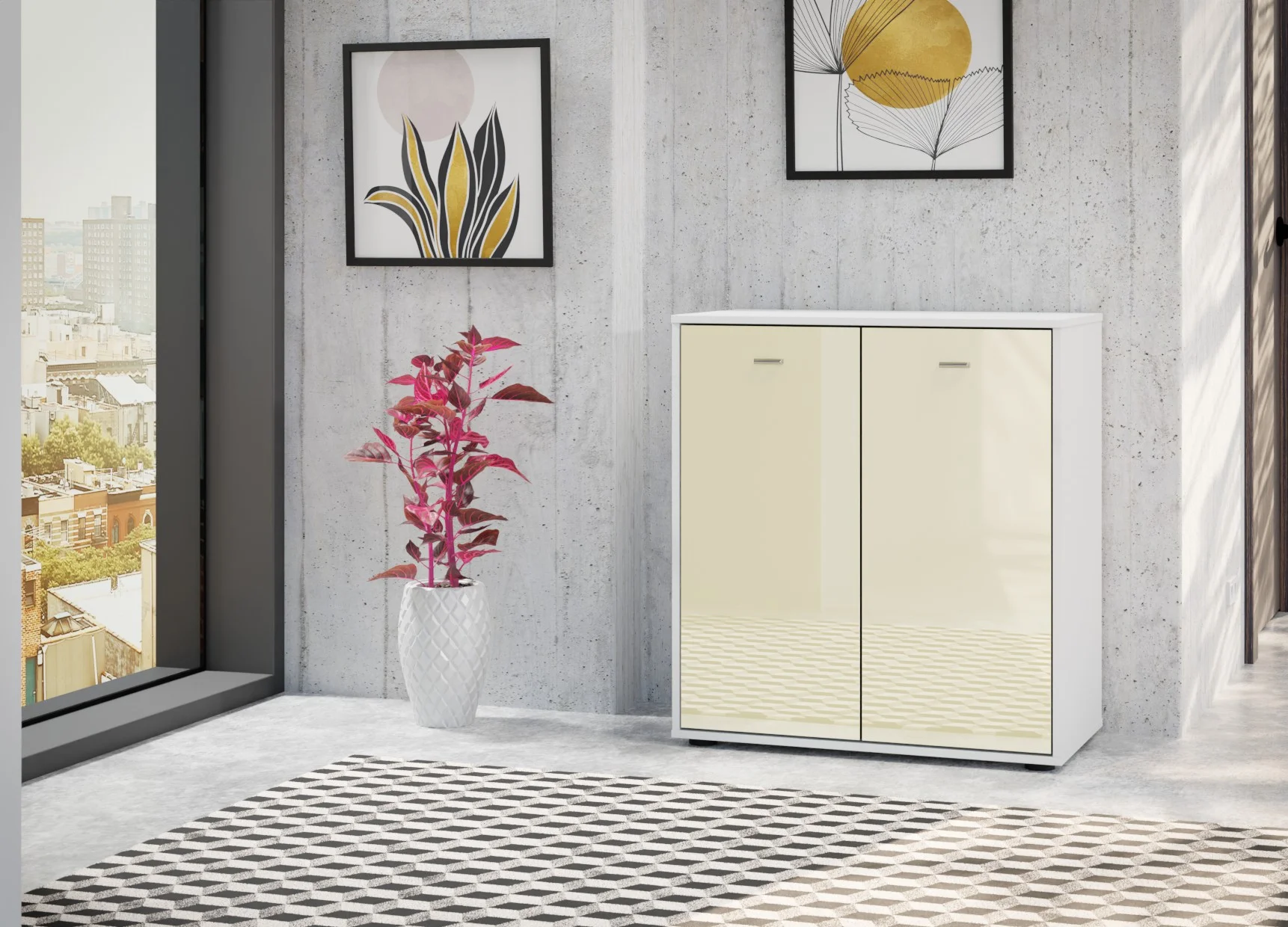 Tokio 80x86 Magnolia Glass 2 doors (carcass white)