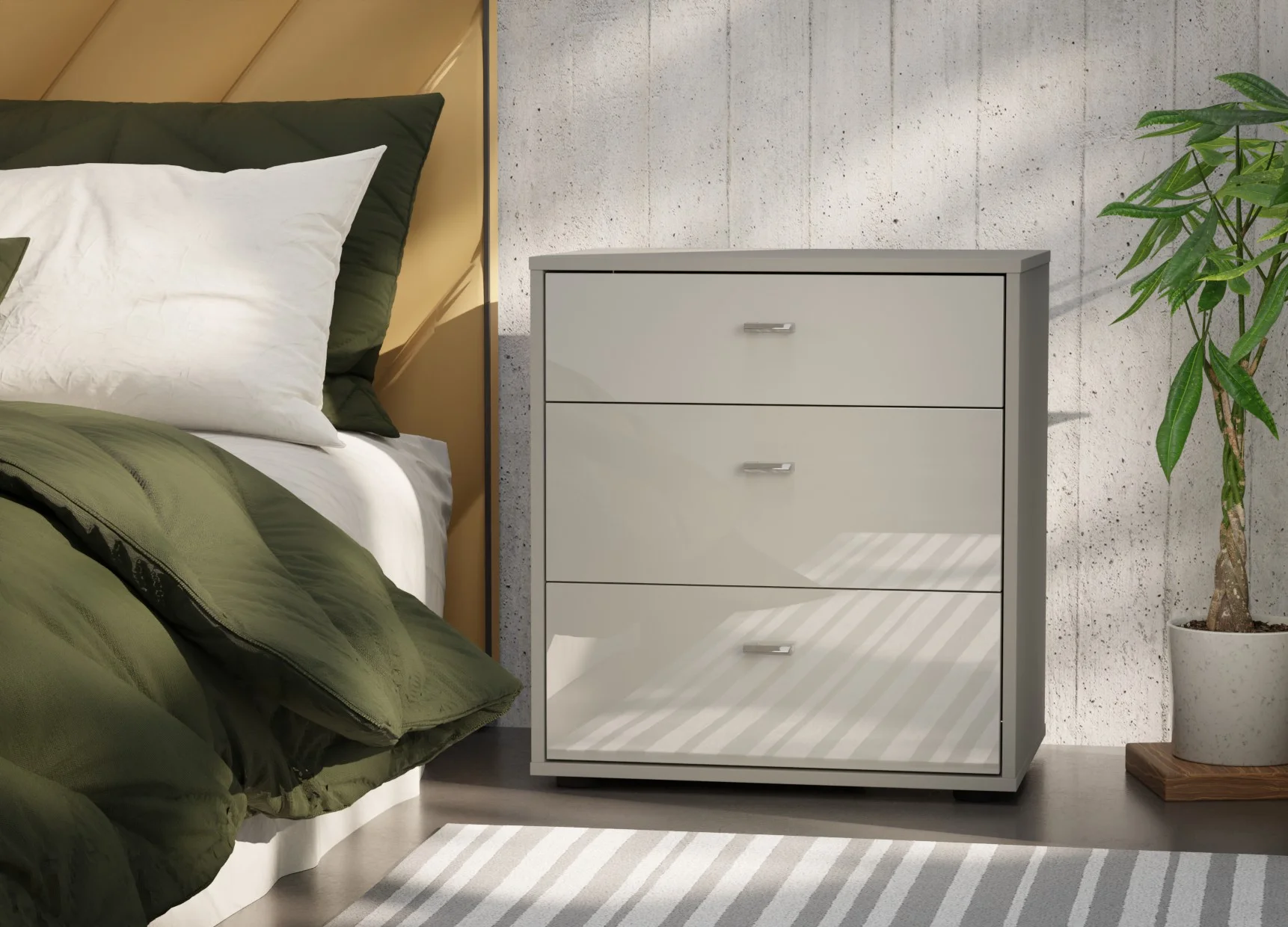 Tokio_Vigo 60x64 Champagne Glass 3 Drawers (carcass champagne)